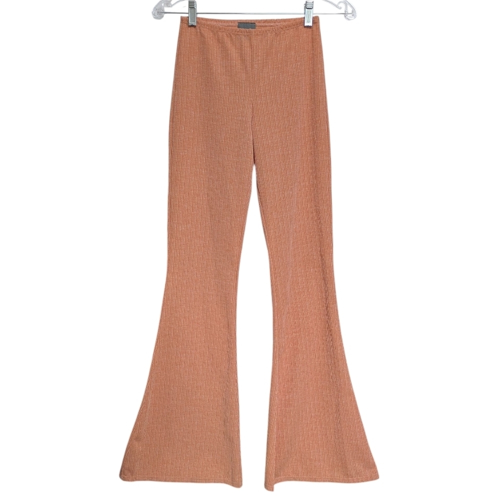 Olivia Rae Ribbed Orange Flare Two-Piece Set Small Tall - Picture 4 of 12